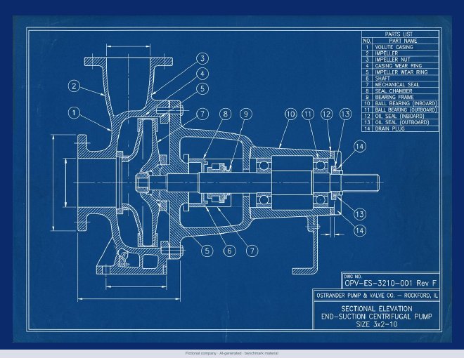 First sheet of the fictional OPV engineering drawing set